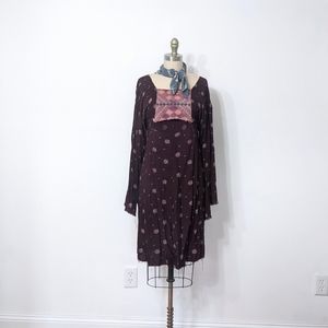 (54) Vintage 70s Handmade Afghan Dress Festival Woodstock Boho Bell Sleeves